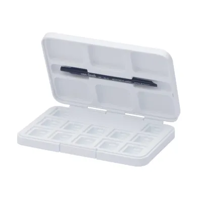 Talens White Empty Watercolour Box for 12 Half Pans with Brush