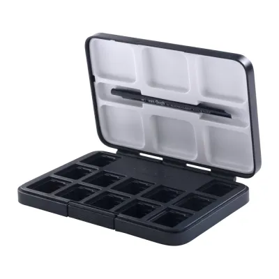Talens Deep Blue Empty Watercolour Box for 12 Half Pans with Brush