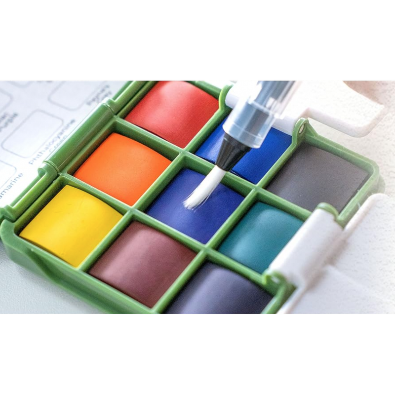 Portable Pocket Watercolor Set with 9 Colors & Water Brush Portable Pocket Watercolor Set with 9 Colors & Water Brush