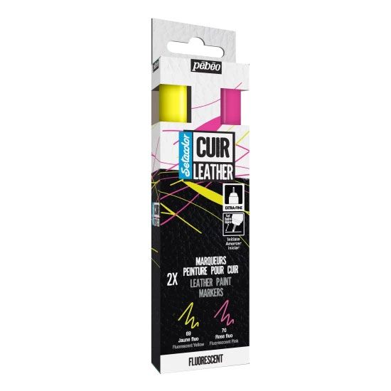 Pebeo Setacolor Leather Fluorescent Markers Set of 2