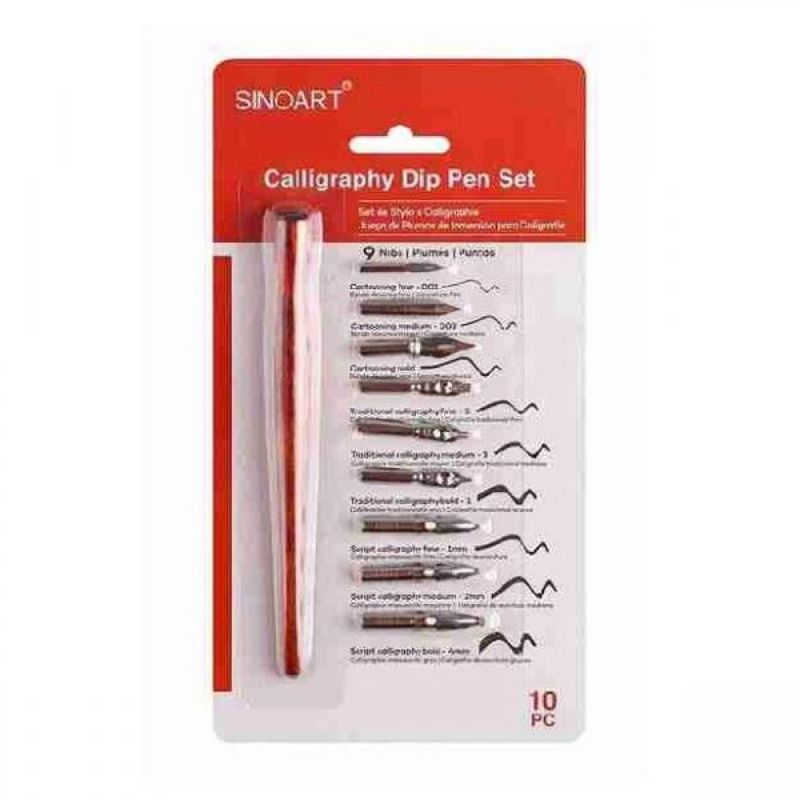 SinoArt Calligraphy Dip Pen Set with 9 Nibs
