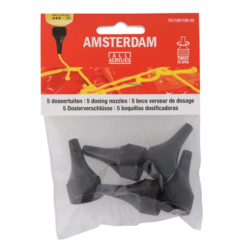 Amsterdam Dosing Nozzles 5 Pack for Acrylic Paint Tubes