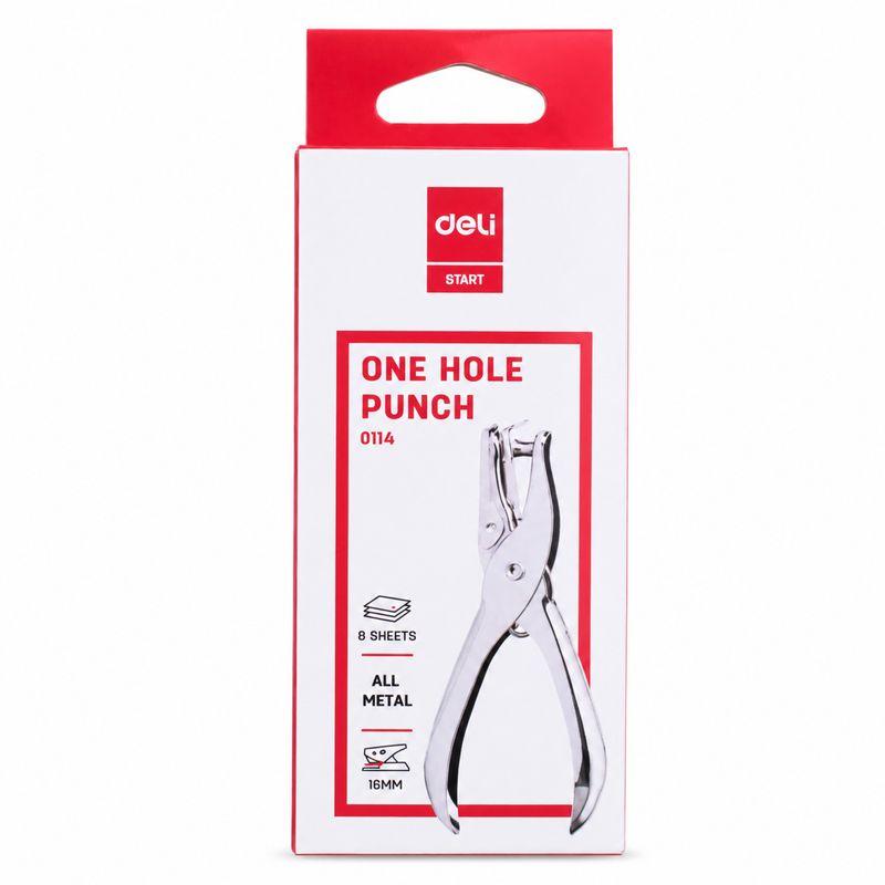 Deli 0114 Metal One Hole Punch 6mm for up to 8 Sheets