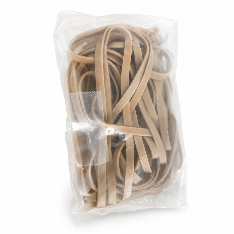 Natural Colour Flat Packaging Rubber Bands, Approx. 100g