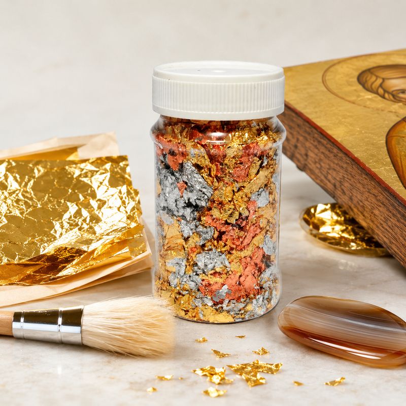 El Greco Mixed Metallic Gilding Flakes Gold, Silver and Copper 100ml