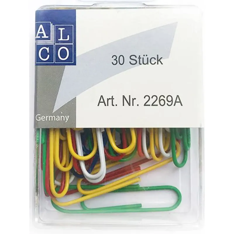 Alco 2269A Coloured Paper Clips 50mm Pack of 30