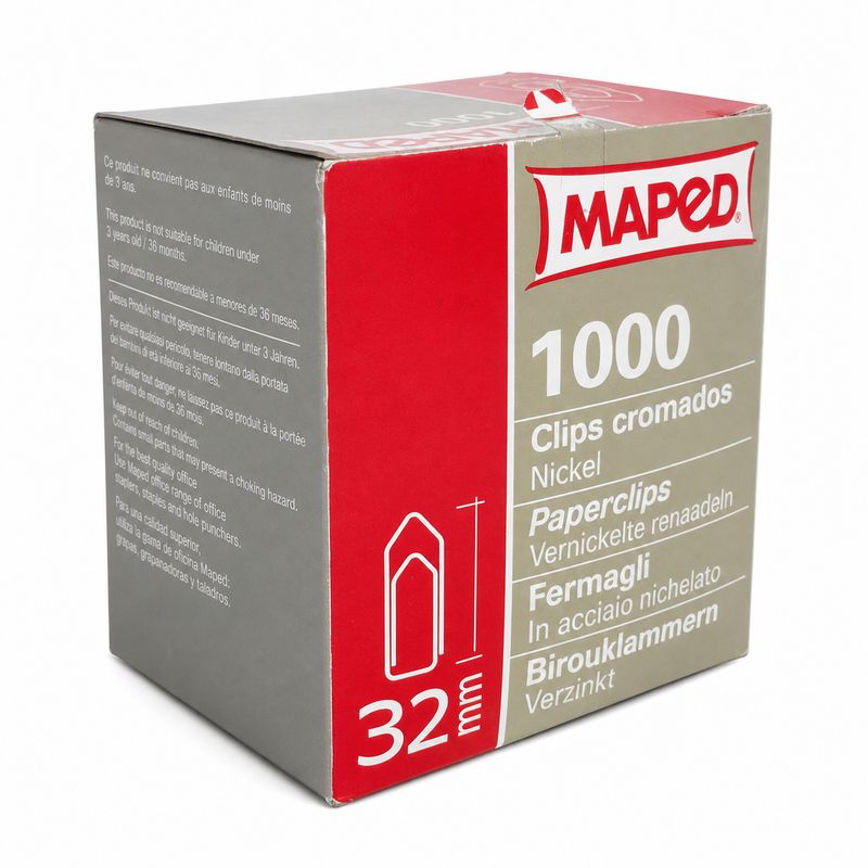 Maped Nickel-Plated Paper Clips 32mm, Pack of 1000