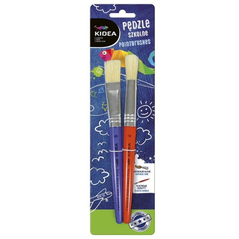 Kidea Natural Bristle School Paintbrush Set No. 18 and No. 20