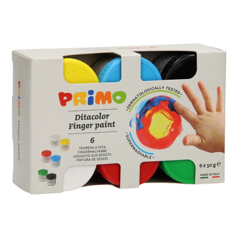Primo Ditacolor Finger Paint Set 6 Colours 50g