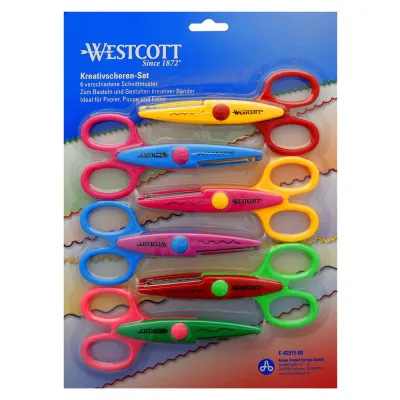 Westcott Decorative Craft Scissors Set of 6 13.5cm Westcott Decorative Craft Scissors Set of 6 13.5cm