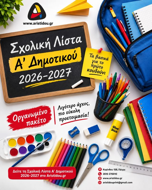 Greek 1st Grade School Supplies List 2026-2027 Complete Set