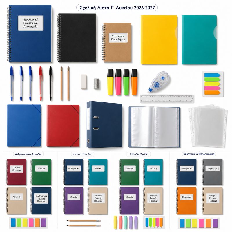 Greek 3rd Year High School Supplies List 2026-2027 Study Set