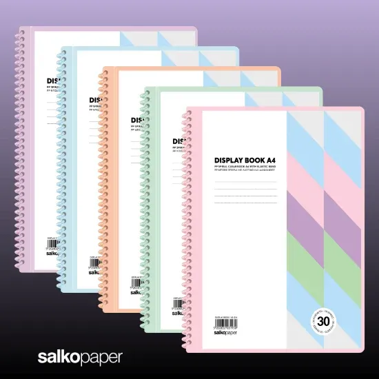 Salko Paper A4 Spiral Display Book with 40 Clear Pockets