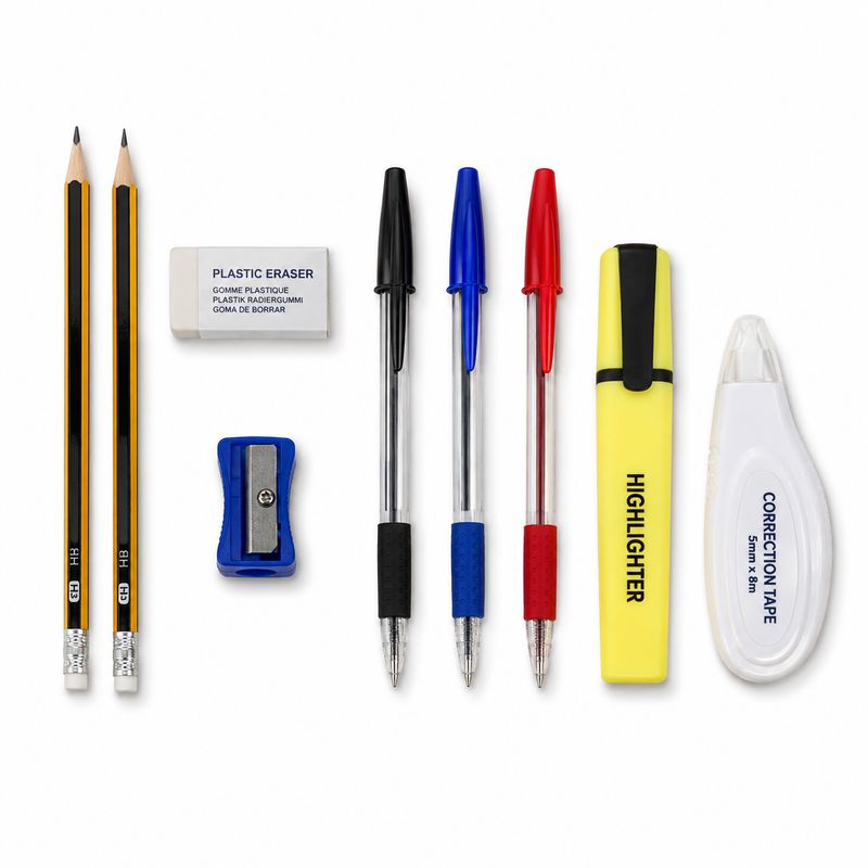 School Pencil Case Essentials Set 9 Pieces