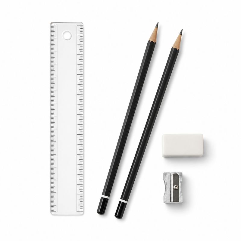 Basic School Pencil Case Essentials Set 5 Pieces