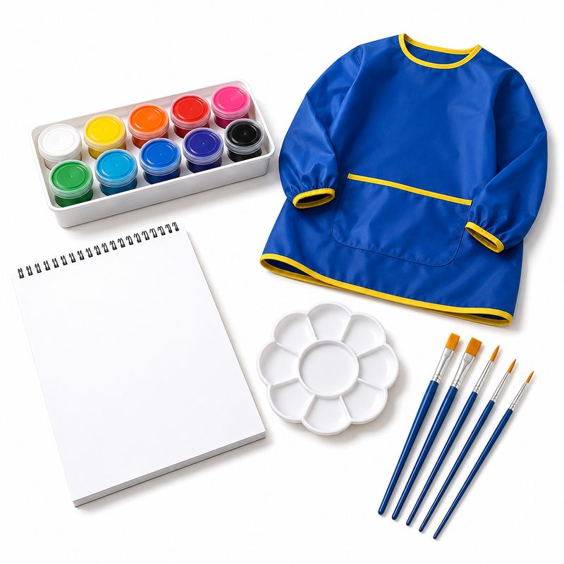 School Tempera Painting Kit with Brushes