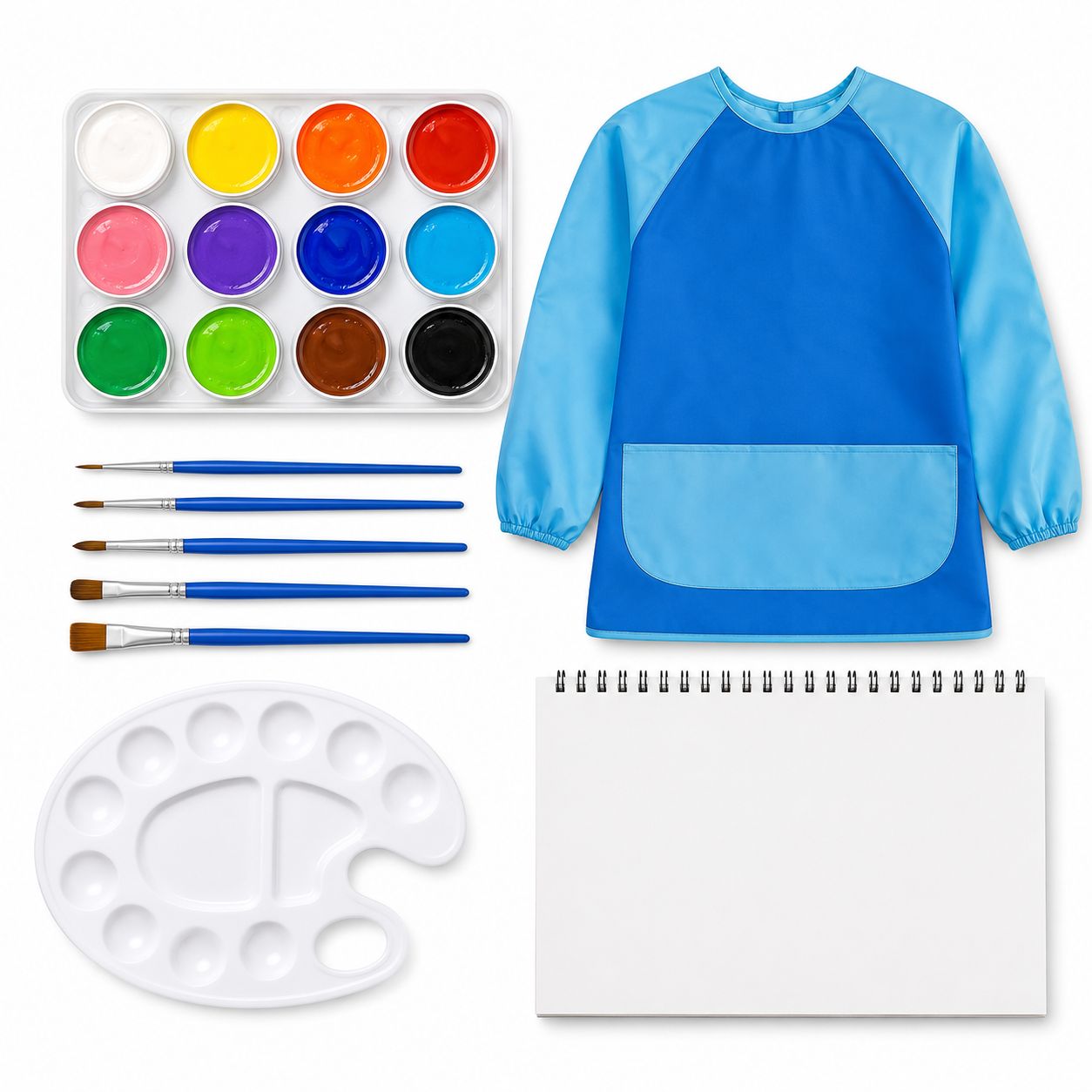 School Tempera Painting Kit with Brushes