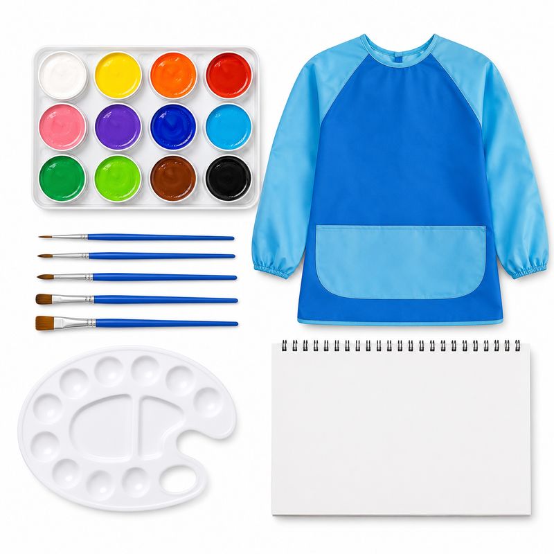 School Tempera Painting Kit with Brushes