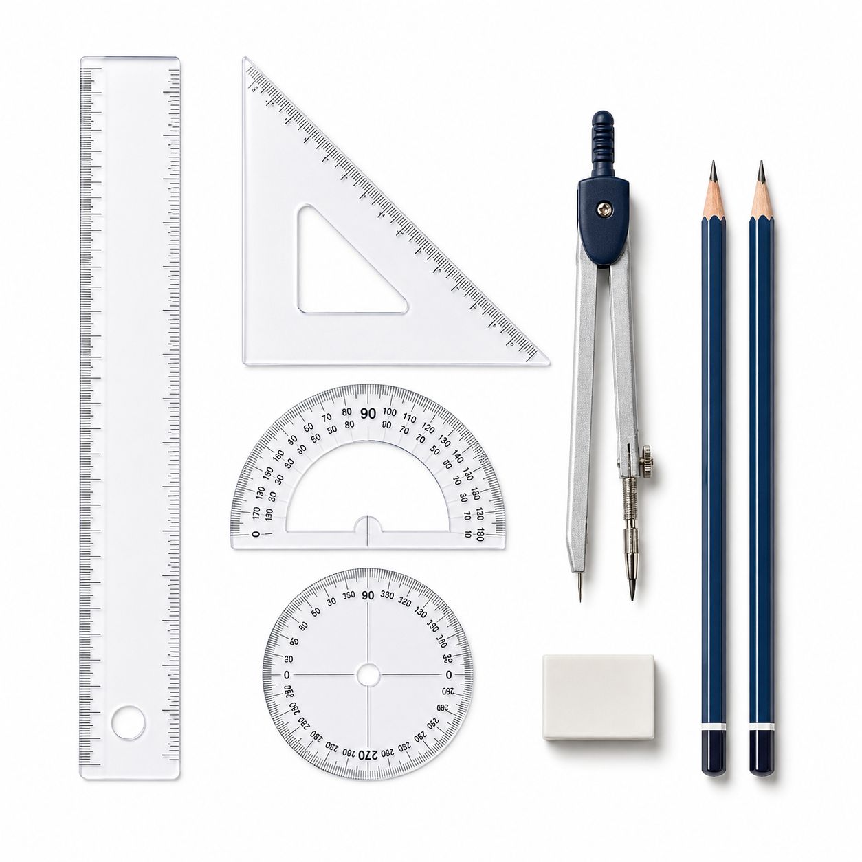 School Geometry Set with 5 Essentials