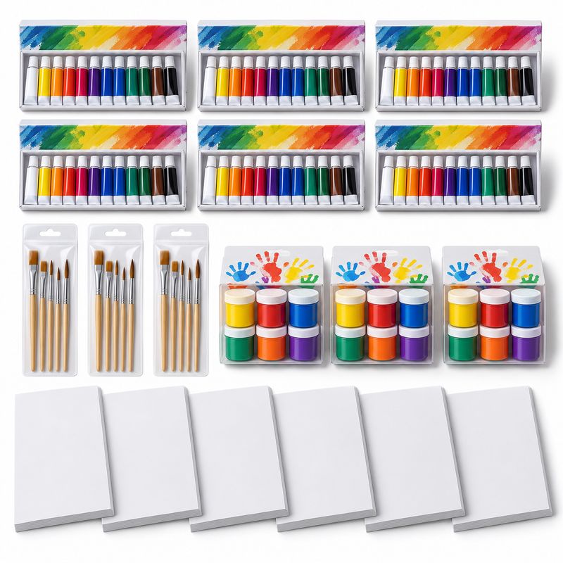 KDAP Painting Pack with Tempera and Brushes 18 Items
