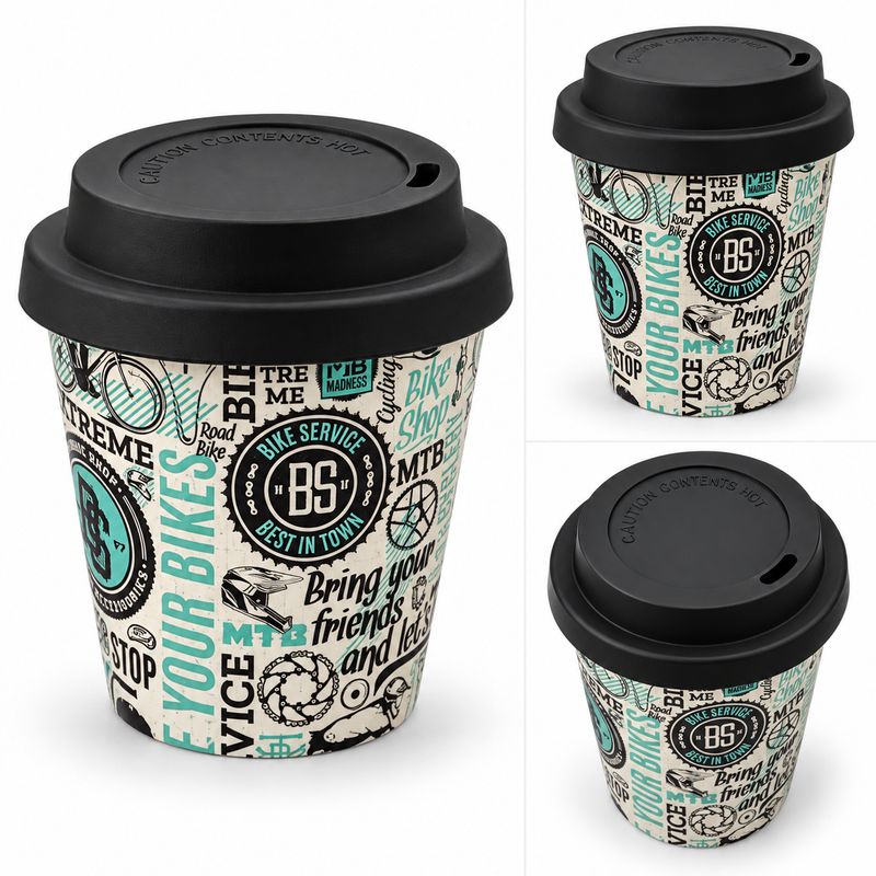 iDrink Bike R-PET Espresso Cup 90ml with Silicone Lid
