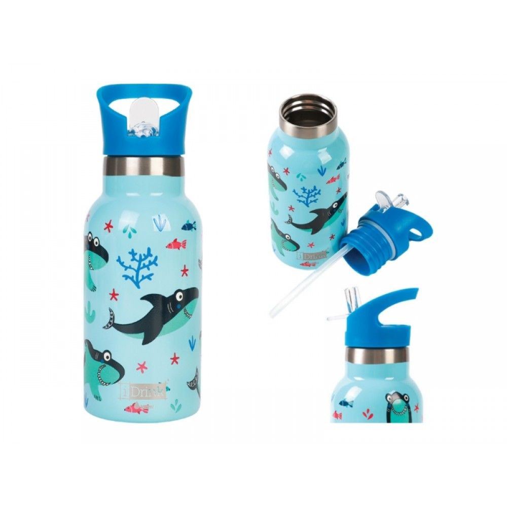 iDrink Shark 350ml Stainless Steel Kids Thermos Bottle