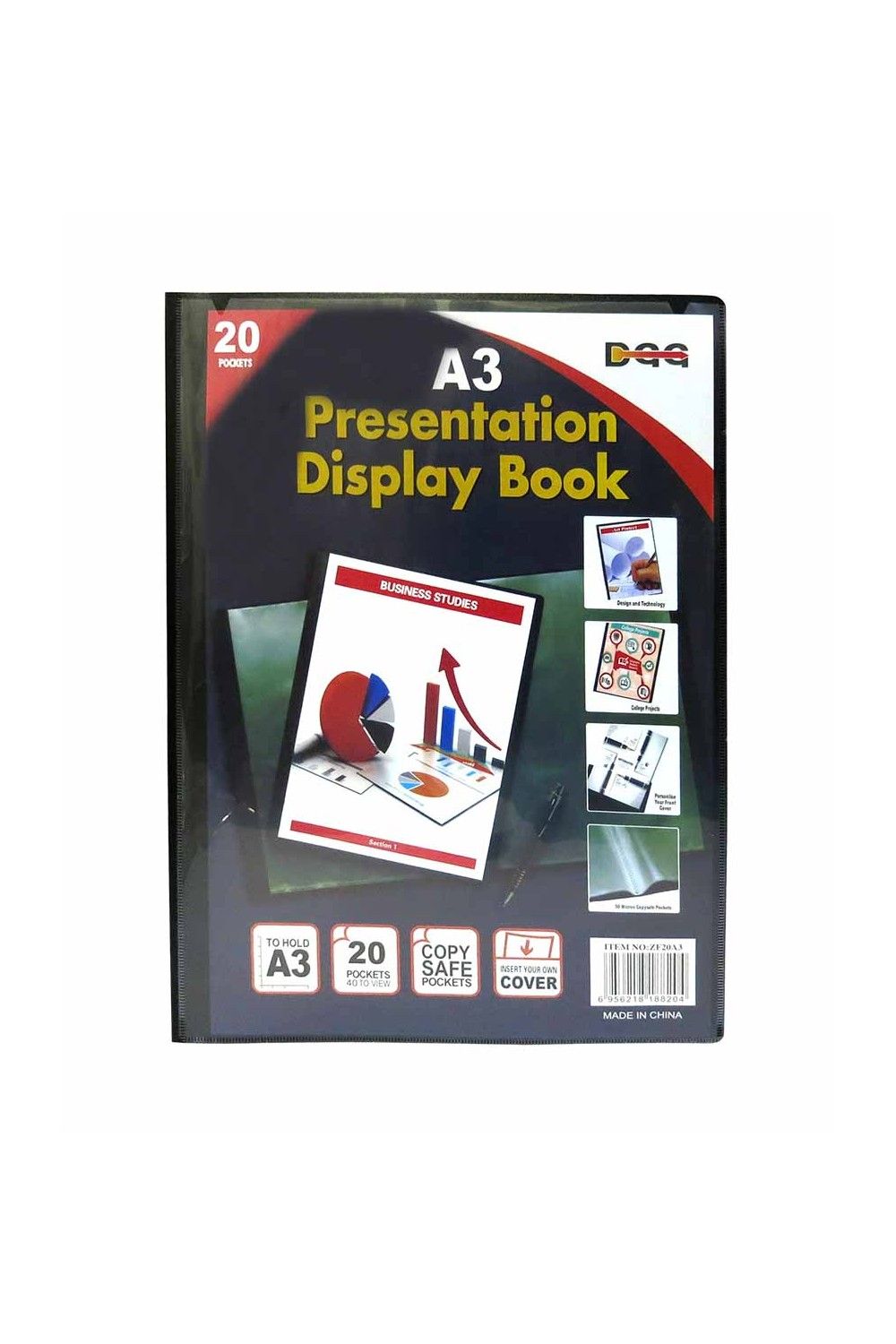 DGG A3 Presentation Display Book 20 Pockets Black