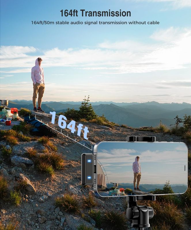 Mini Micrófono inalámbrico Pro. Para iPhone, iPad y Android. Potente batería de hasta 20 horas de uso, YouTube, TikTok, 164FT
