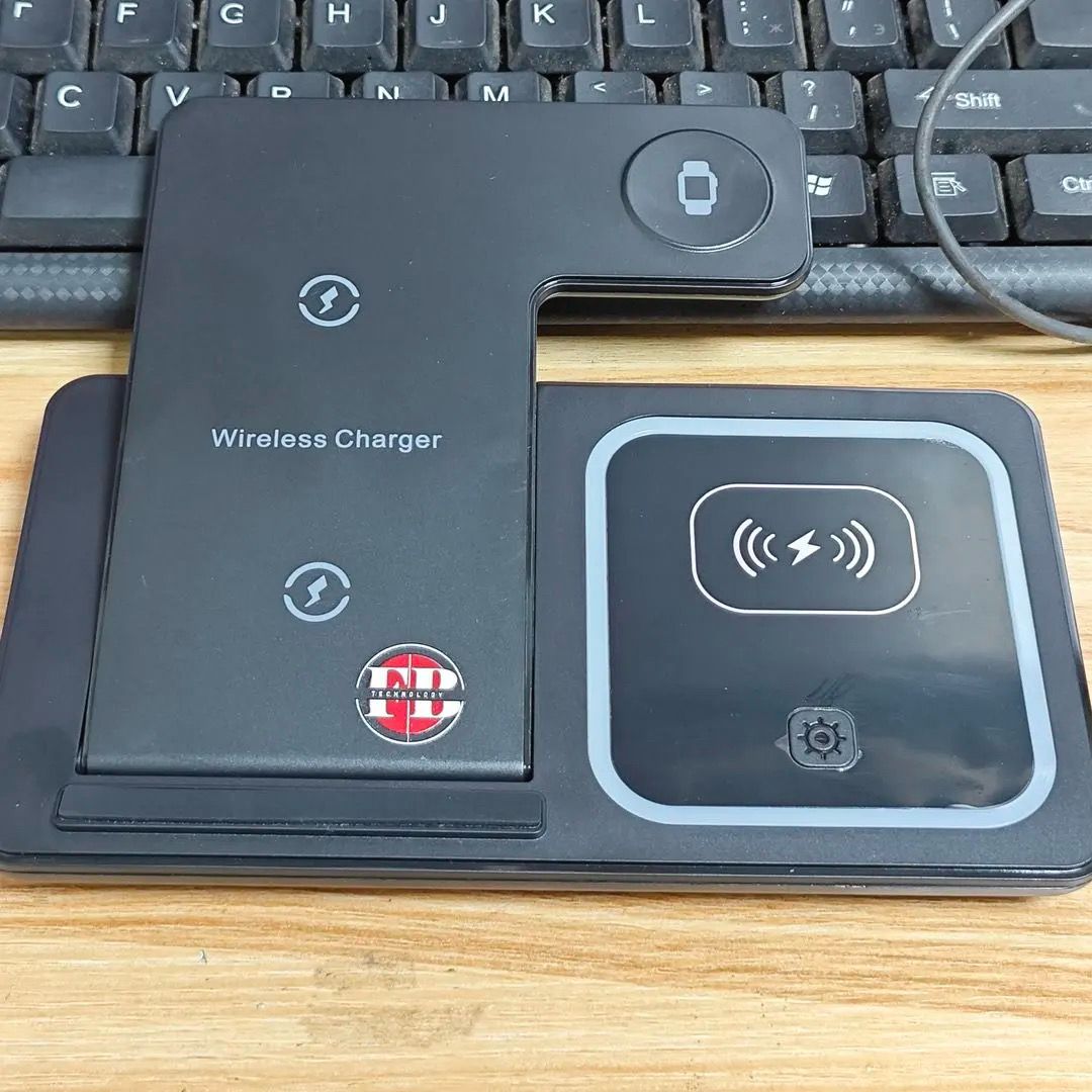 Magnético Inalámbrico 3 en 1 — Carga Rápida, Plegable Negro