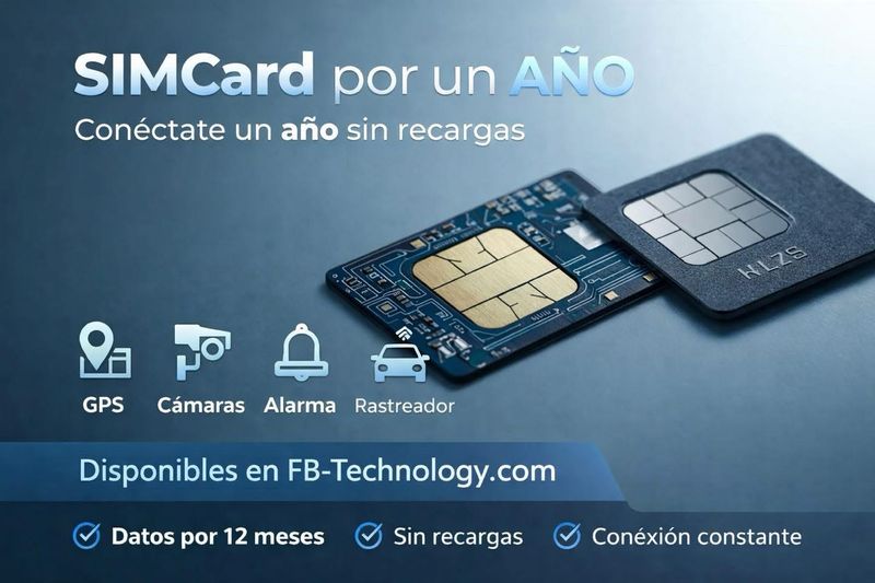 Tarjeta SimCard 4G por un año para GPS y dispositivos IoT alarmas, cámaras de seguridad, rastreadores de vehículos y más