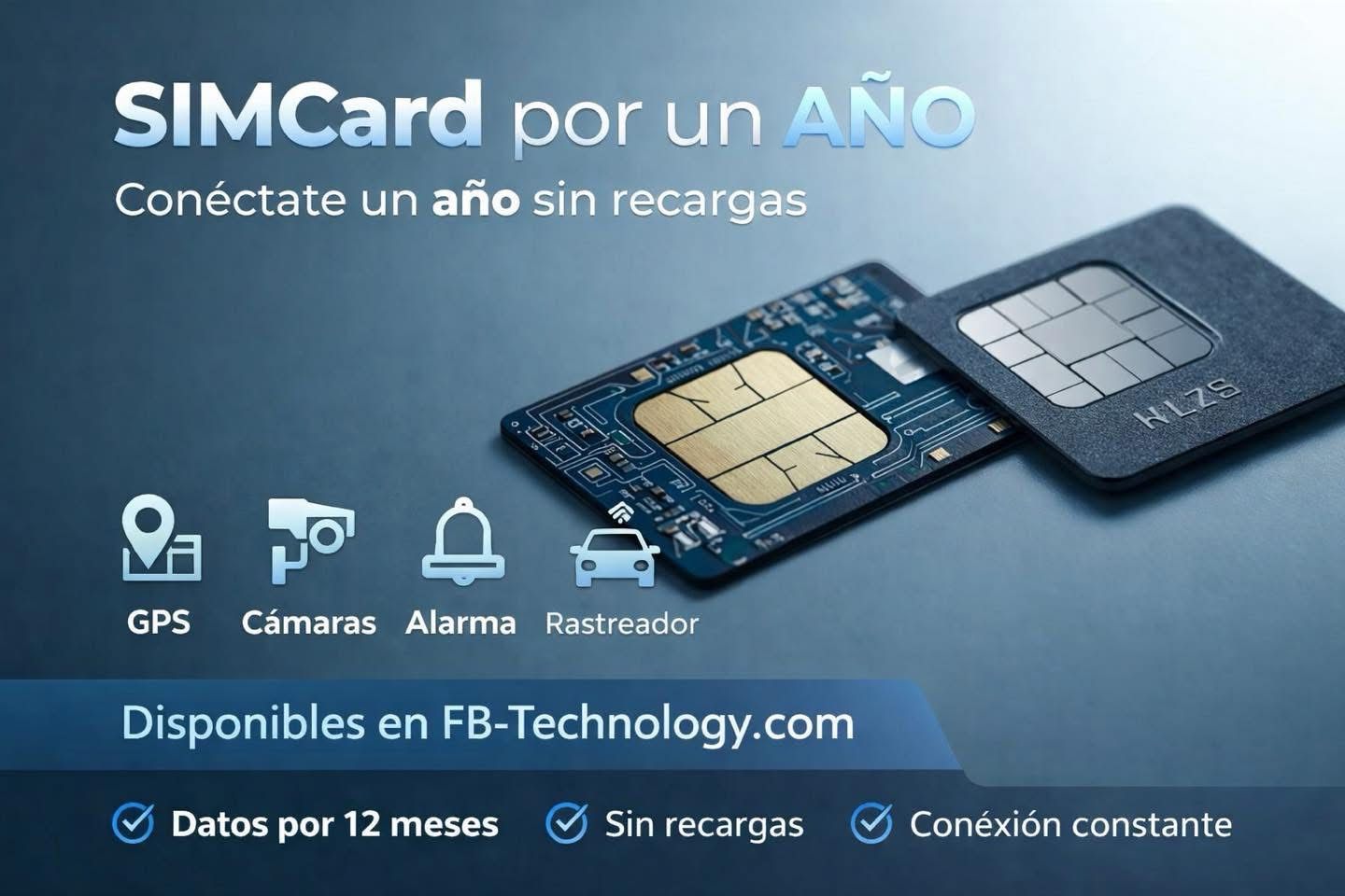 Tarjeta SimCard 4G por un año para GPS y dispositivos IoT alarmas, cámaras de seguridad, rastreadores de vehículos y más