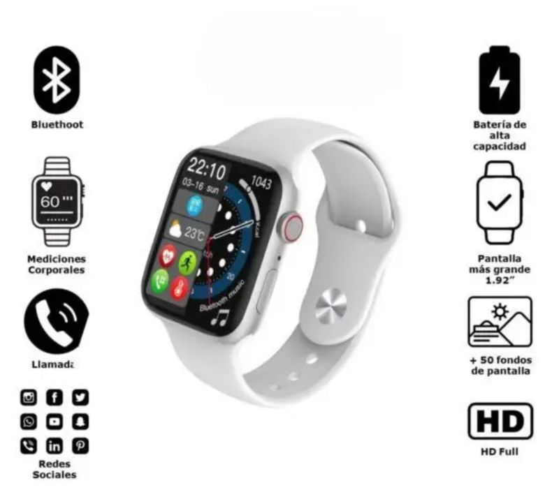 Smartwatch serie 10-Color negro Compatible Android y IPhone 📲 llamadas por Bluetooth 49MM