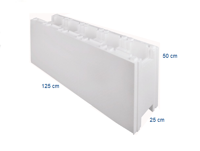 Styropor Systembaustein EPS 40 BIG BLOCK 125 x 25 x 50 cm (LxBxH)