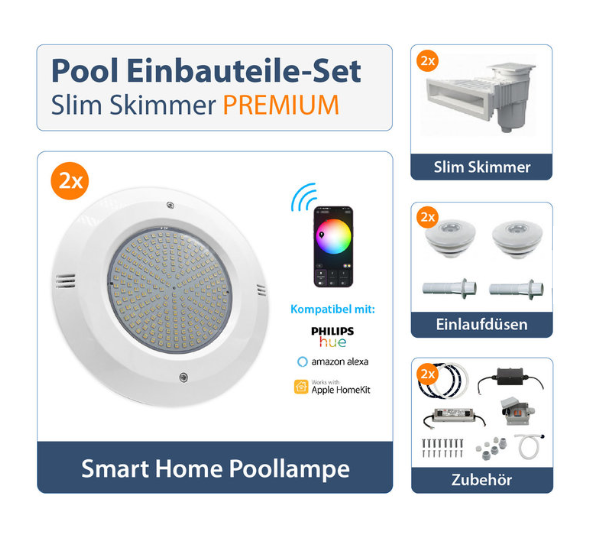 Slim Skimmer Pool Einbauteile Set Premium