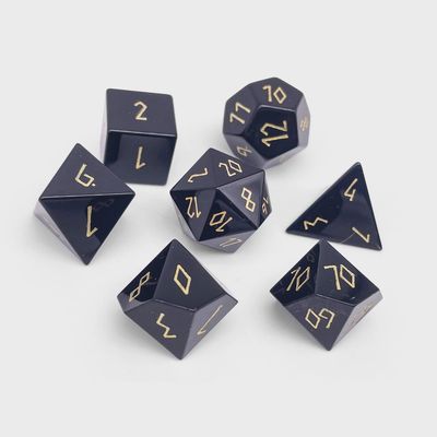 Norse Foundry:  Black Obsidian Gold Font- Gemstone Dice 7-Set