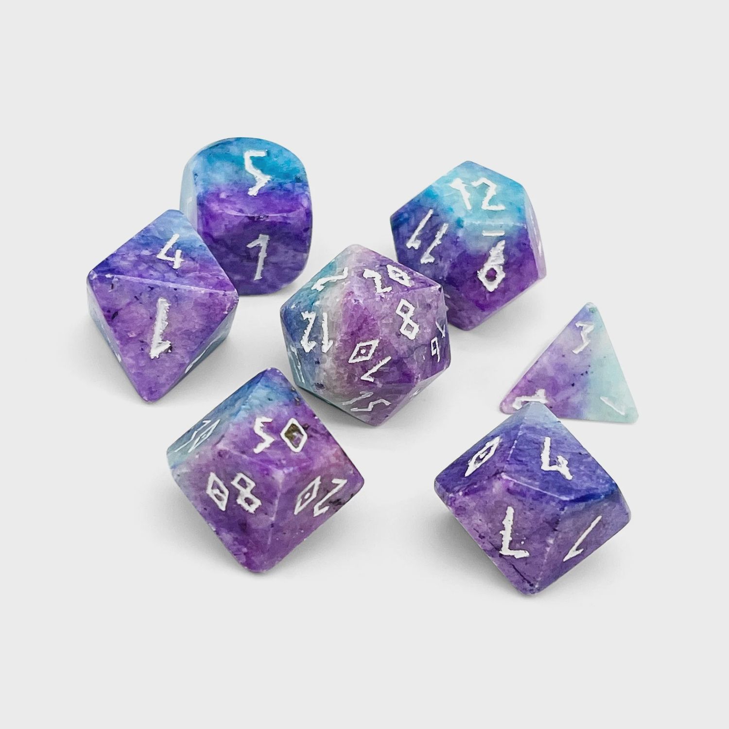 Norse Foundry: Blue/Purple Barite Gemstone Dice 7-Set