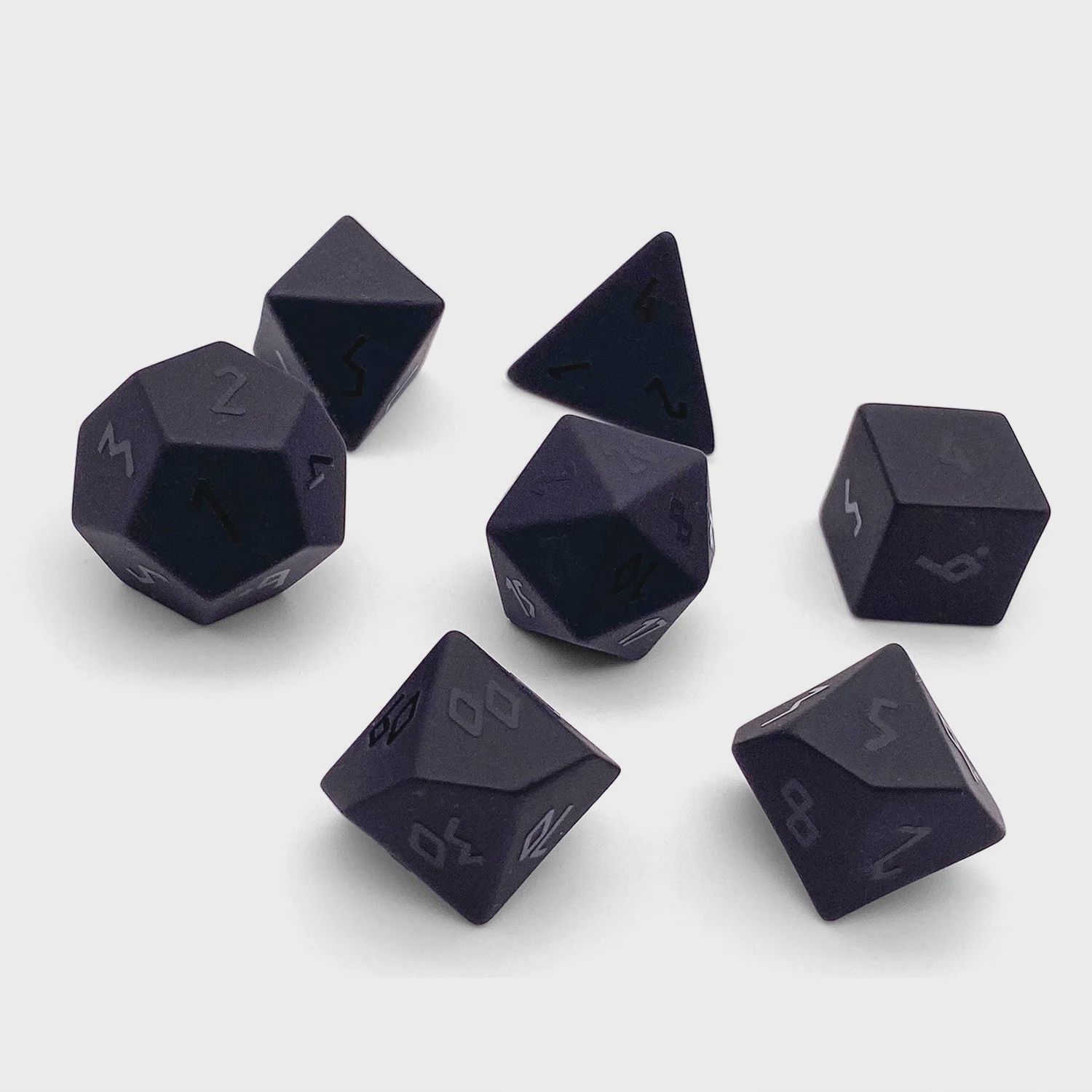 Norse Foundry: Raised Black Obsidian- Gemstone Dice 7-Set