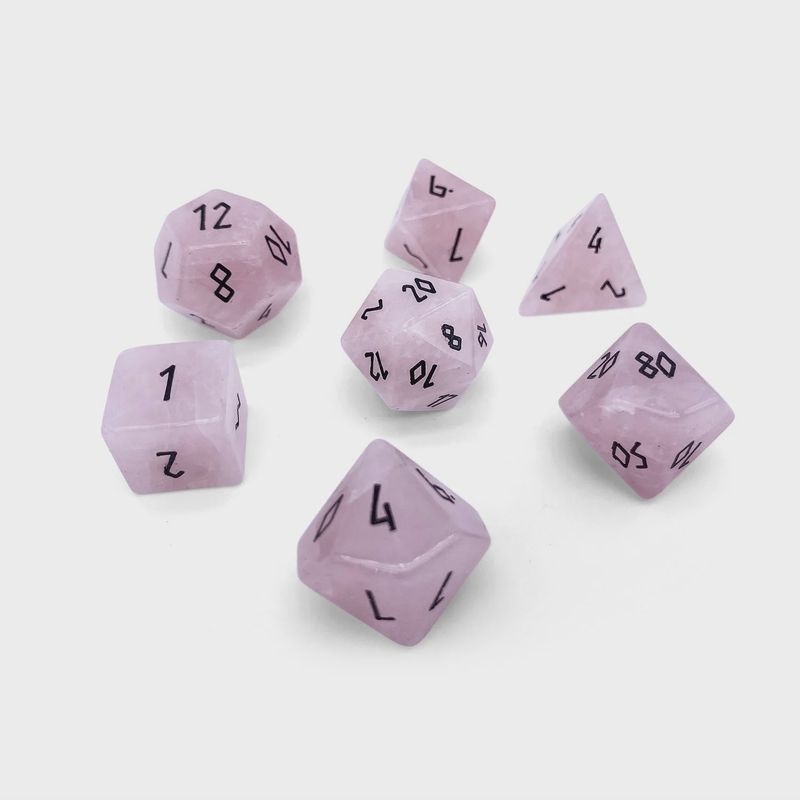 Norse Foundry: Rose Quartz- Gemstone Dice 7-Set