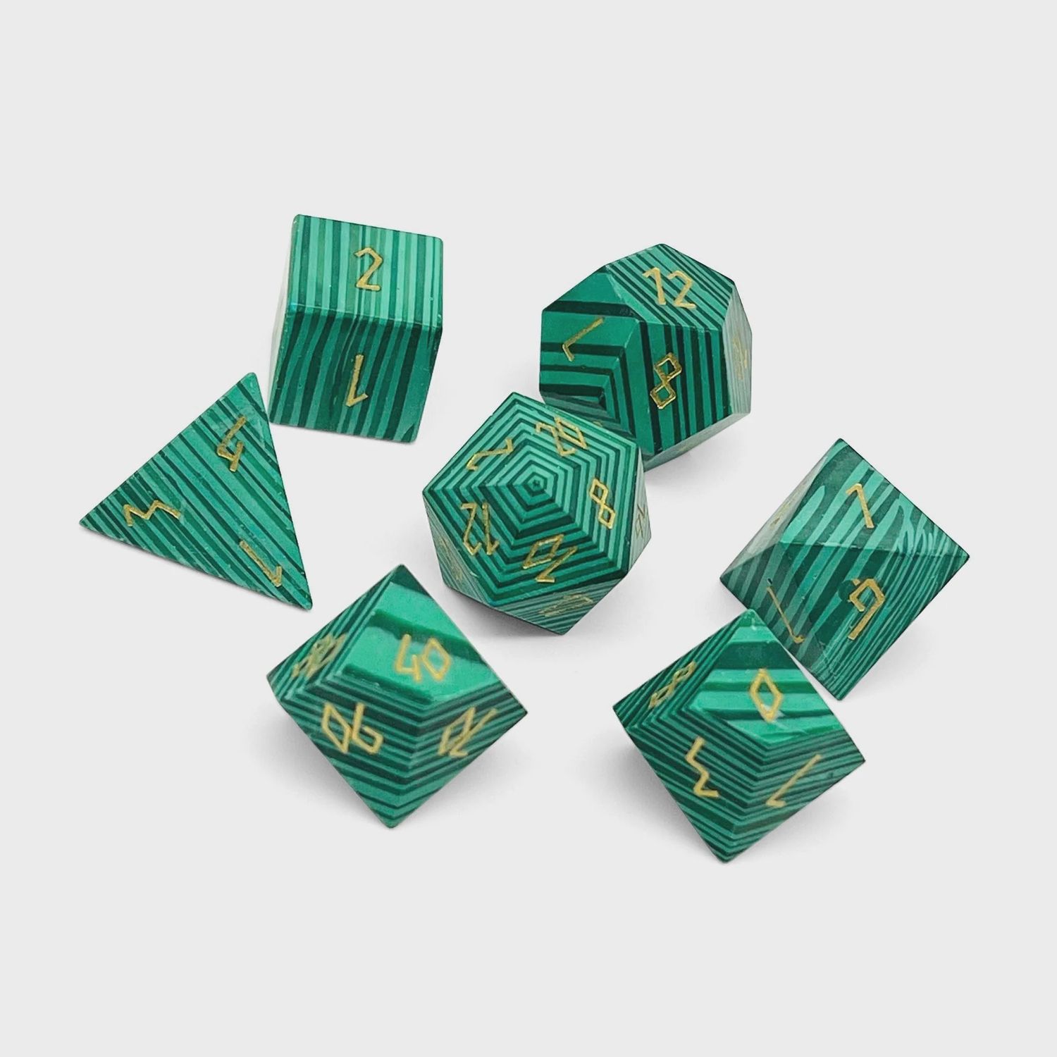 Norse Foundry: Malachite Gold- Gemstone Dice 7-Set