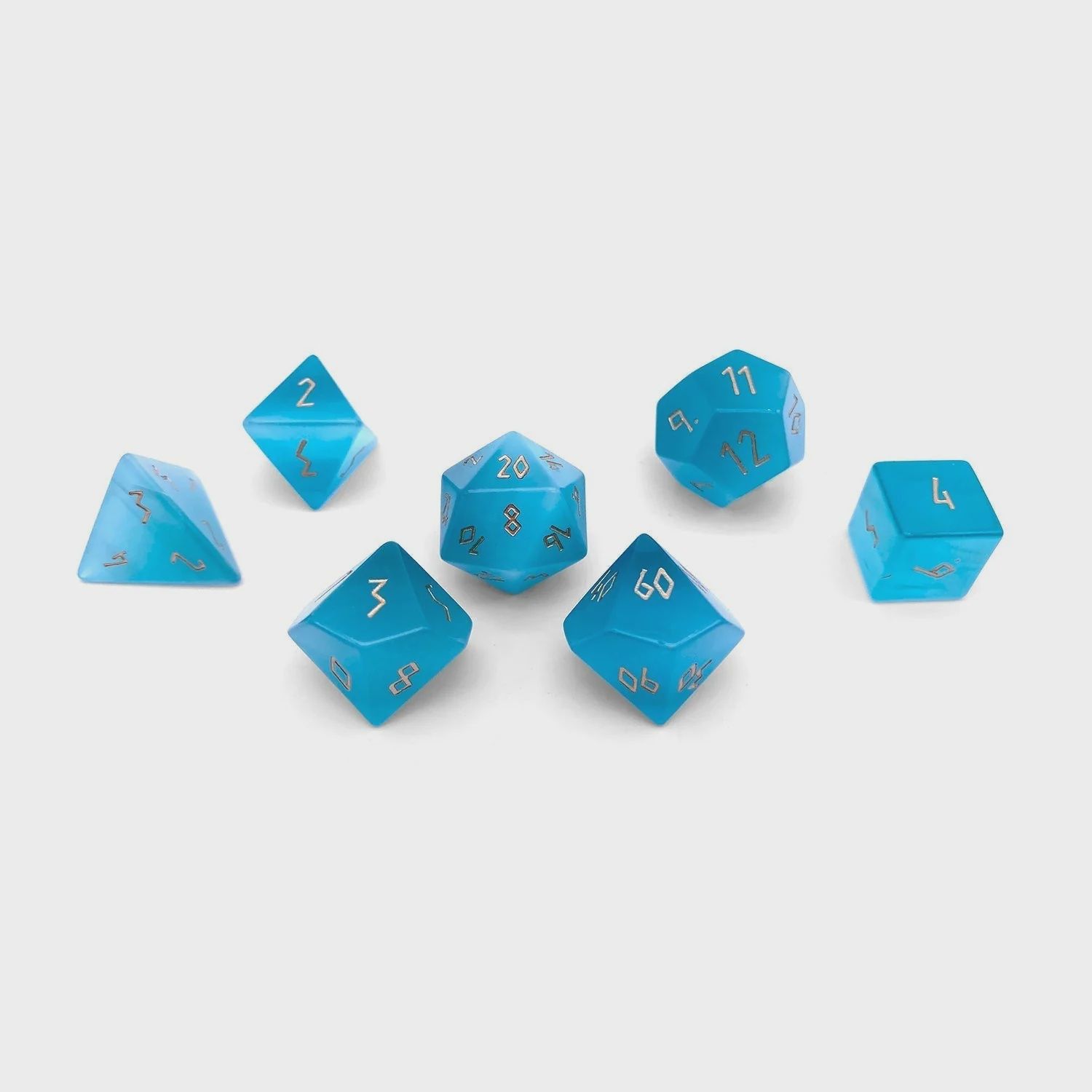 Norse Foundry: Seafoam Green Cats Eye- Glass 7 Piece Dice Set