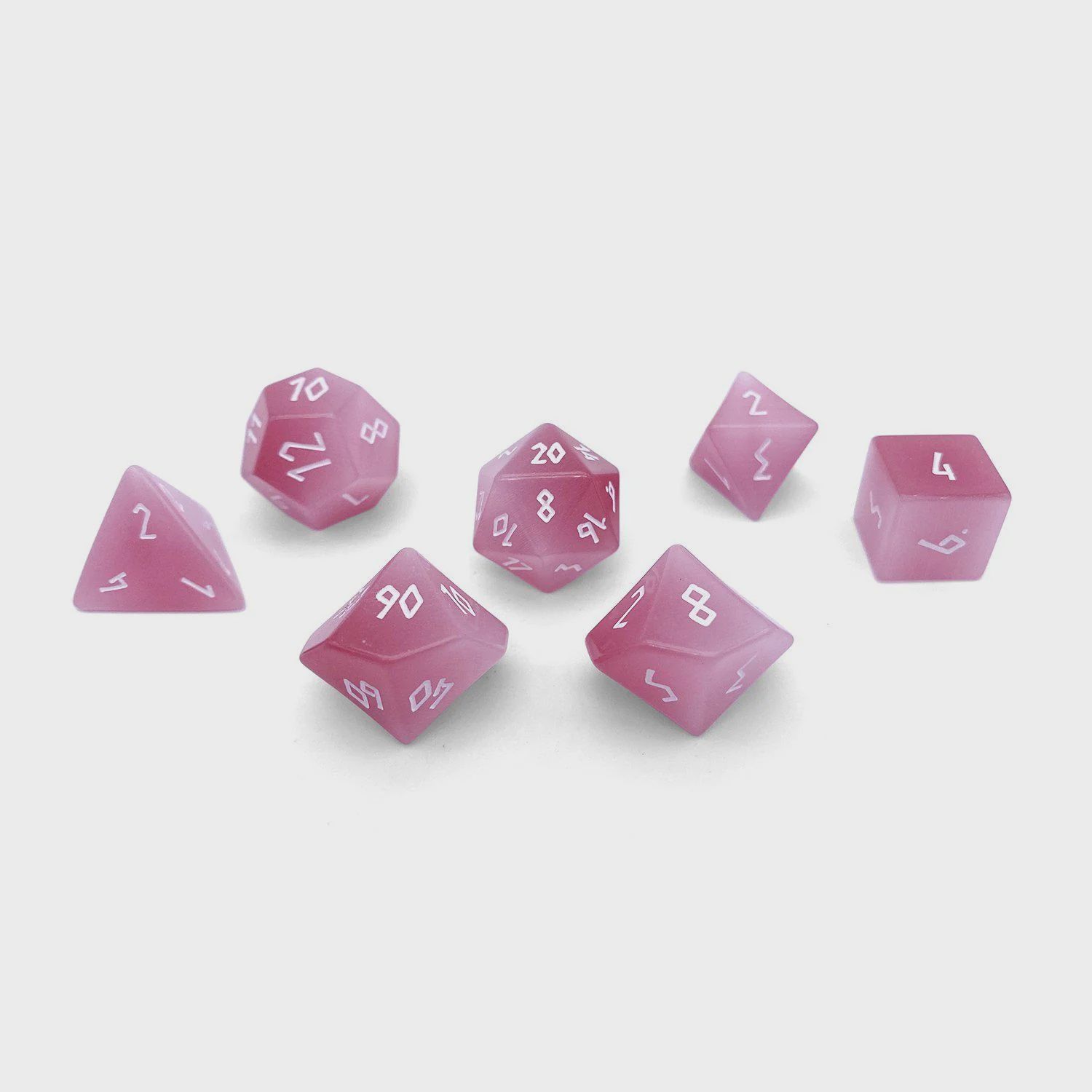 Norse Foundry: Pink Cats Eye- Glass 7 Piece Dice Set