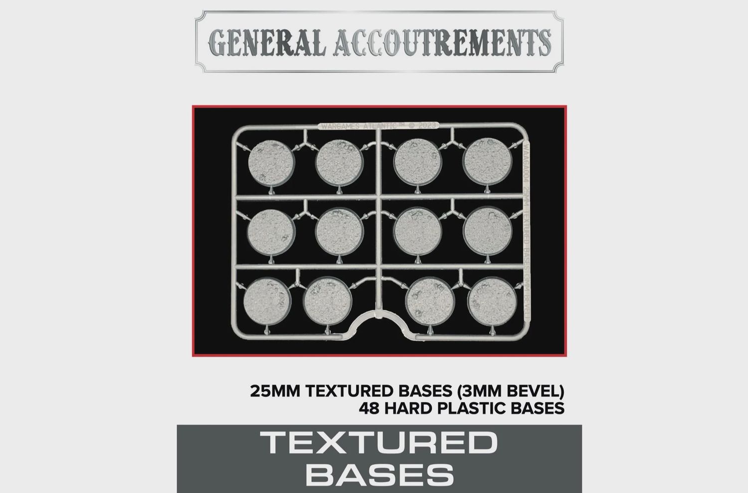 General Accoutrements: 25mm Textured Bases (3mm Bevel)