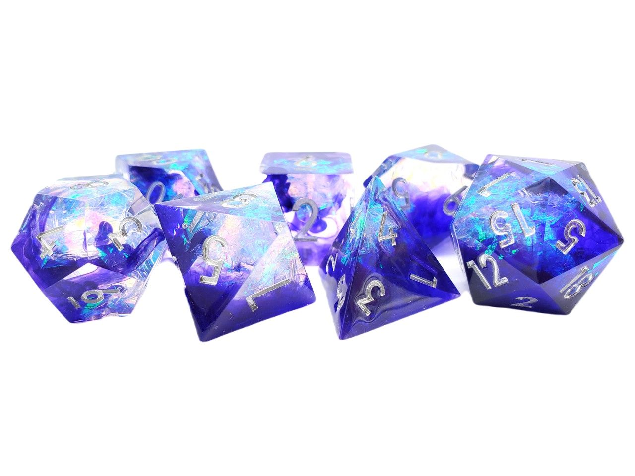 Old School Dice: Sharp Edged 7-Piece Dice Set - Sapphire Burst
