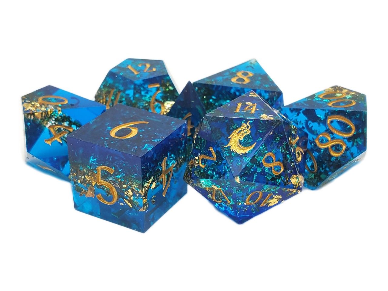 Old School Dice: Sharp Edged 7-Piece Dice Set - Majestic Court