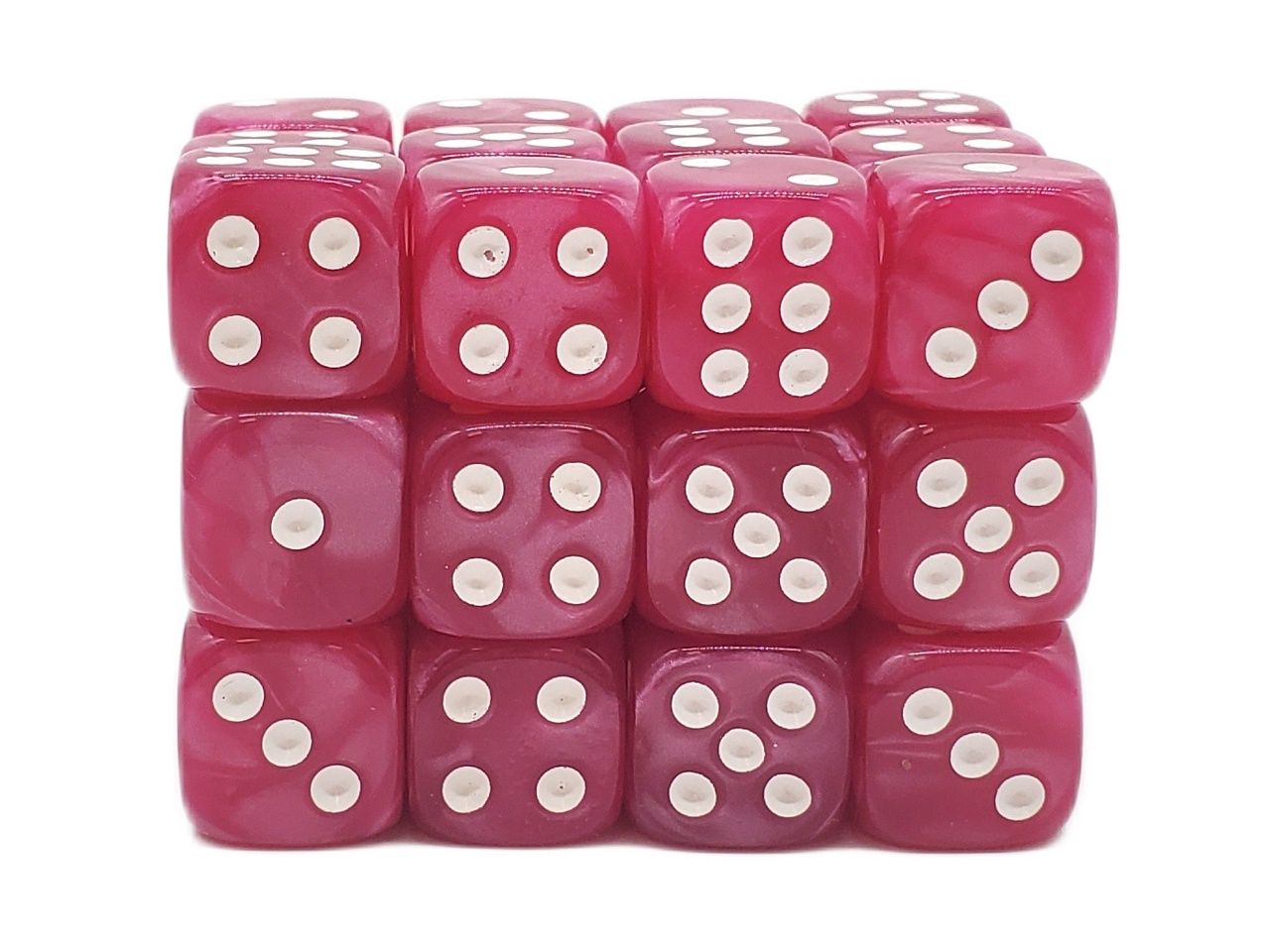 Old School Dice: 36ct 12mm D6 Dice Set: Pearl Drop - Pink