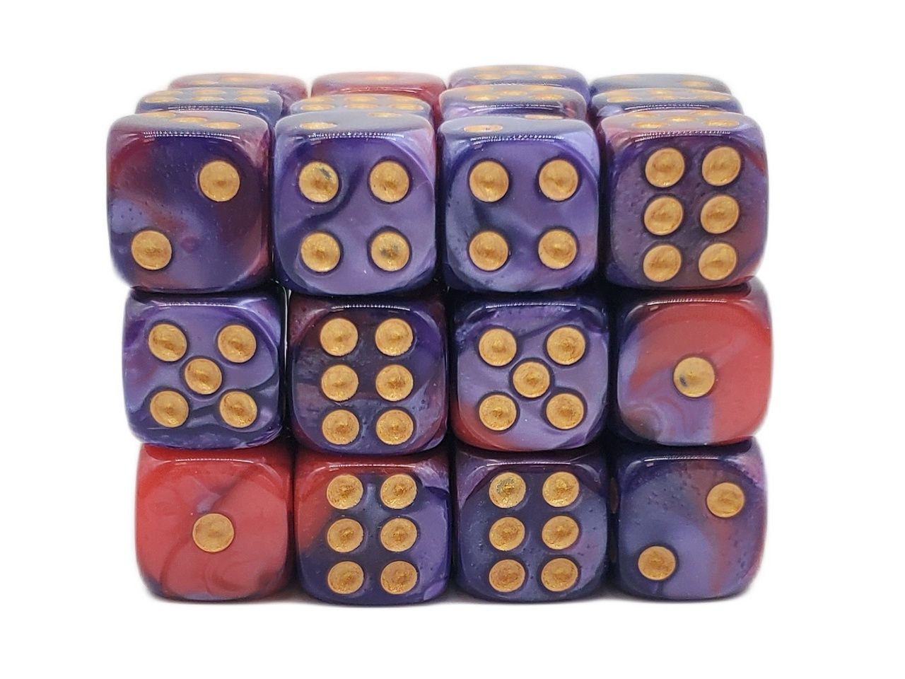 Old School Dice: 36ct 12mm D6 Dice Set: Vorpal- Red &amp; Purple w/ Gold