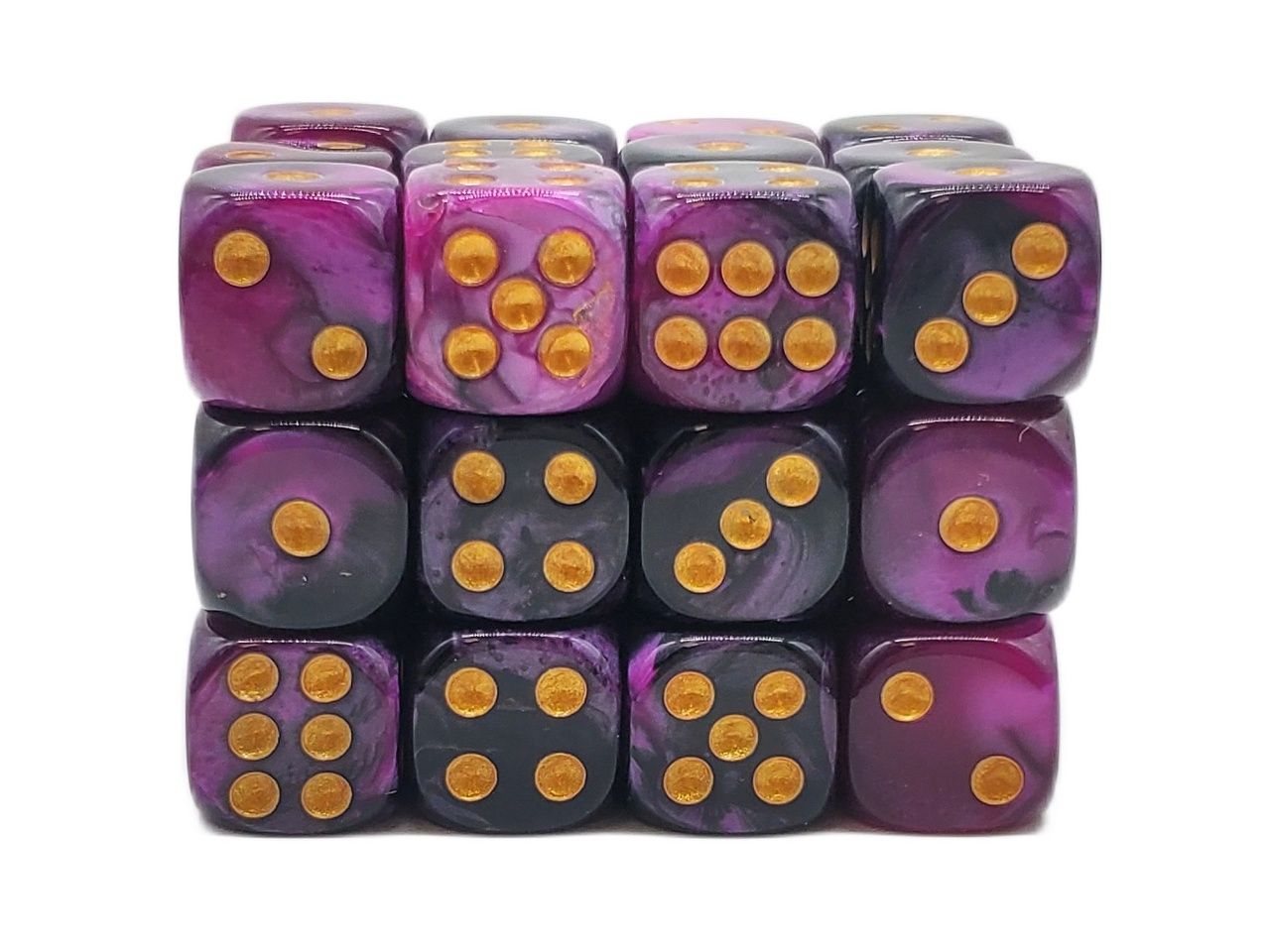 Old School Dice: 36ct 12mm D6 Dice Set: Vorpal- Purple &amp; Black / Gold