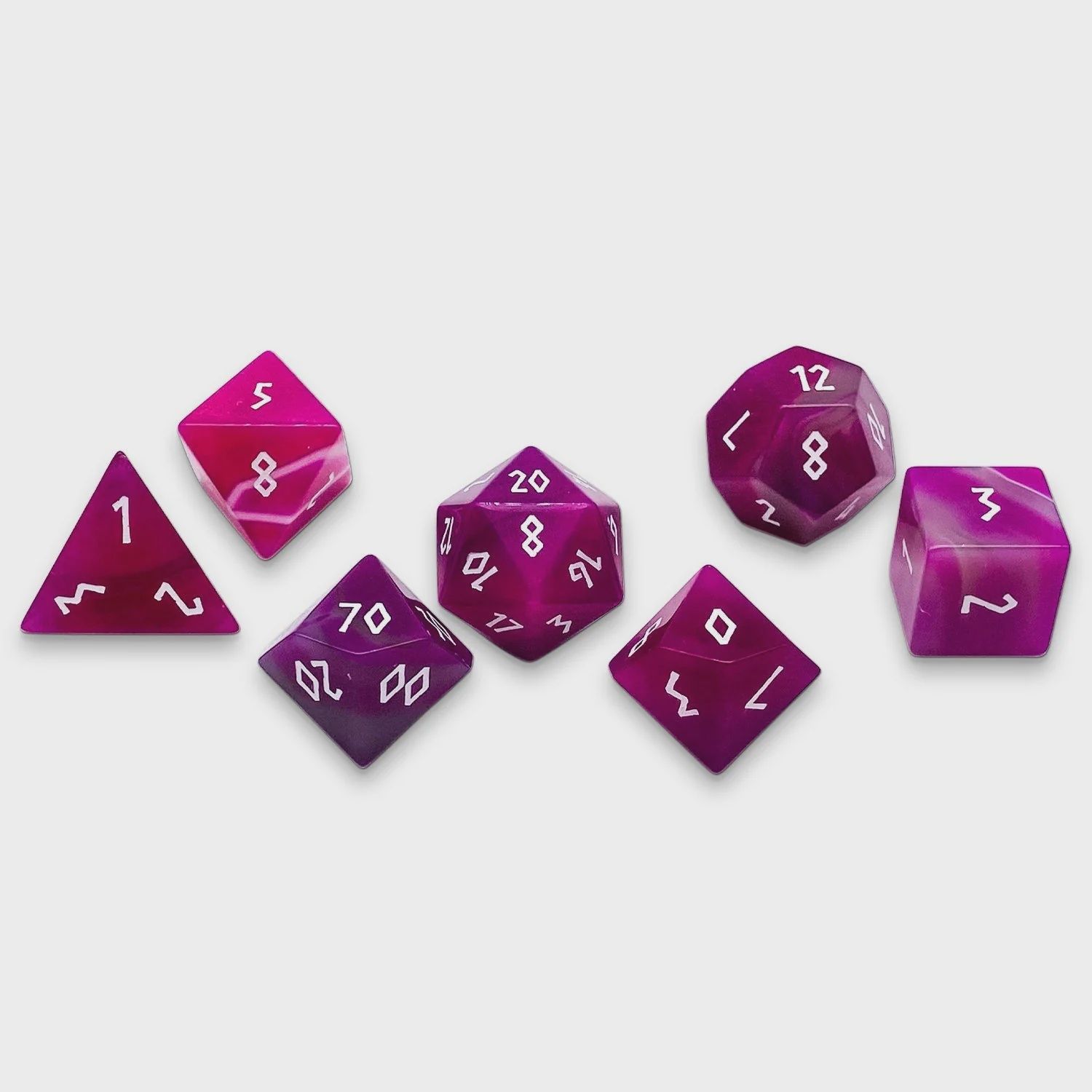 Norse Foundry: Pink Striped Agate - RPG 7 Set Gemstone Dice