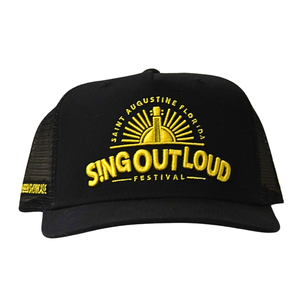 SING OUT LOUD BLACK &amp; GOLD TRUCKER HAT