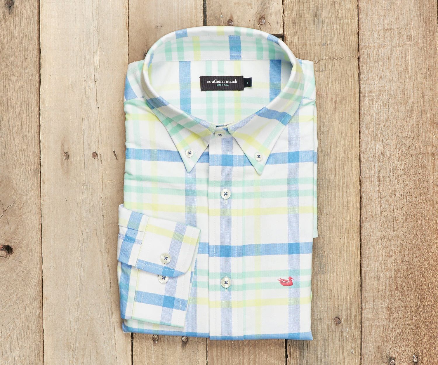 Southern Marsh Belfort Oxford Blue &amp; Mint Button Down
